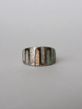 Sterling Silver Opal Inlay Band Ring in Multi-Tone